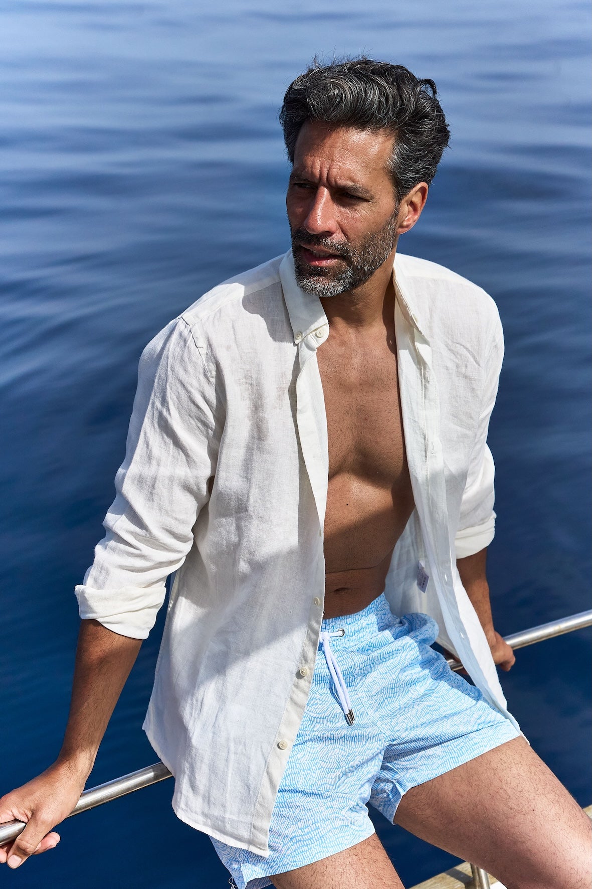 Short de bain - Écailles bleu ciel