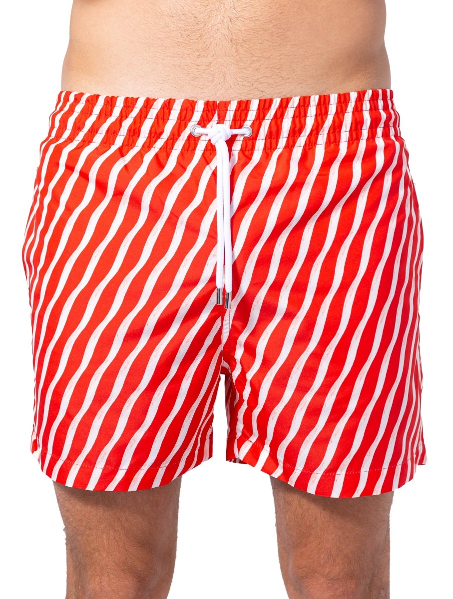 Short de bain - Ondulations rouge