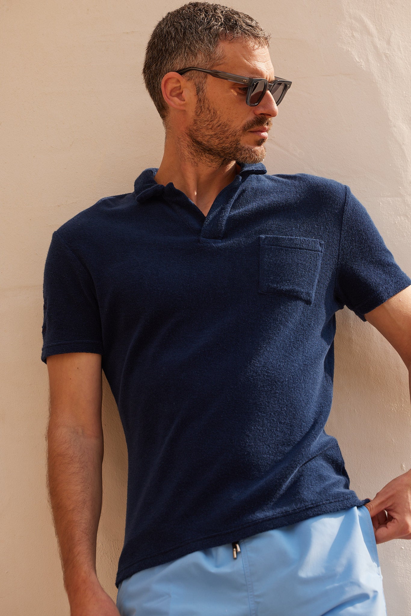 Maillot de bain uni bleu ciel homme