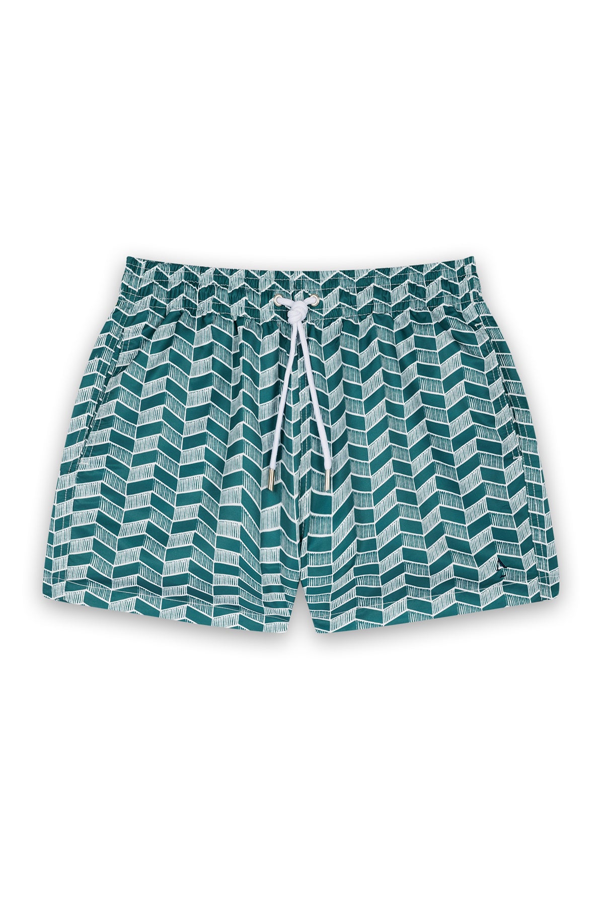 short de bain géométrique vert