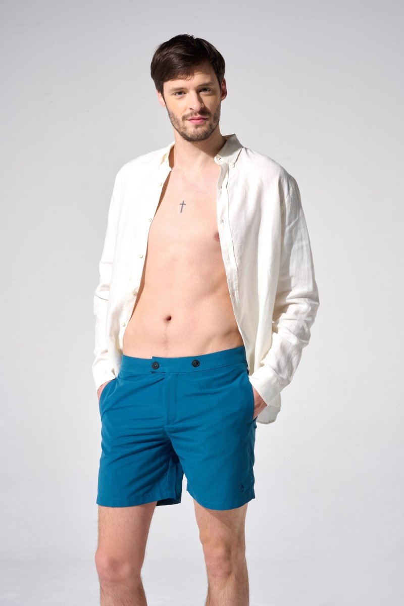 Maillot de bain homme uni bleu canard 