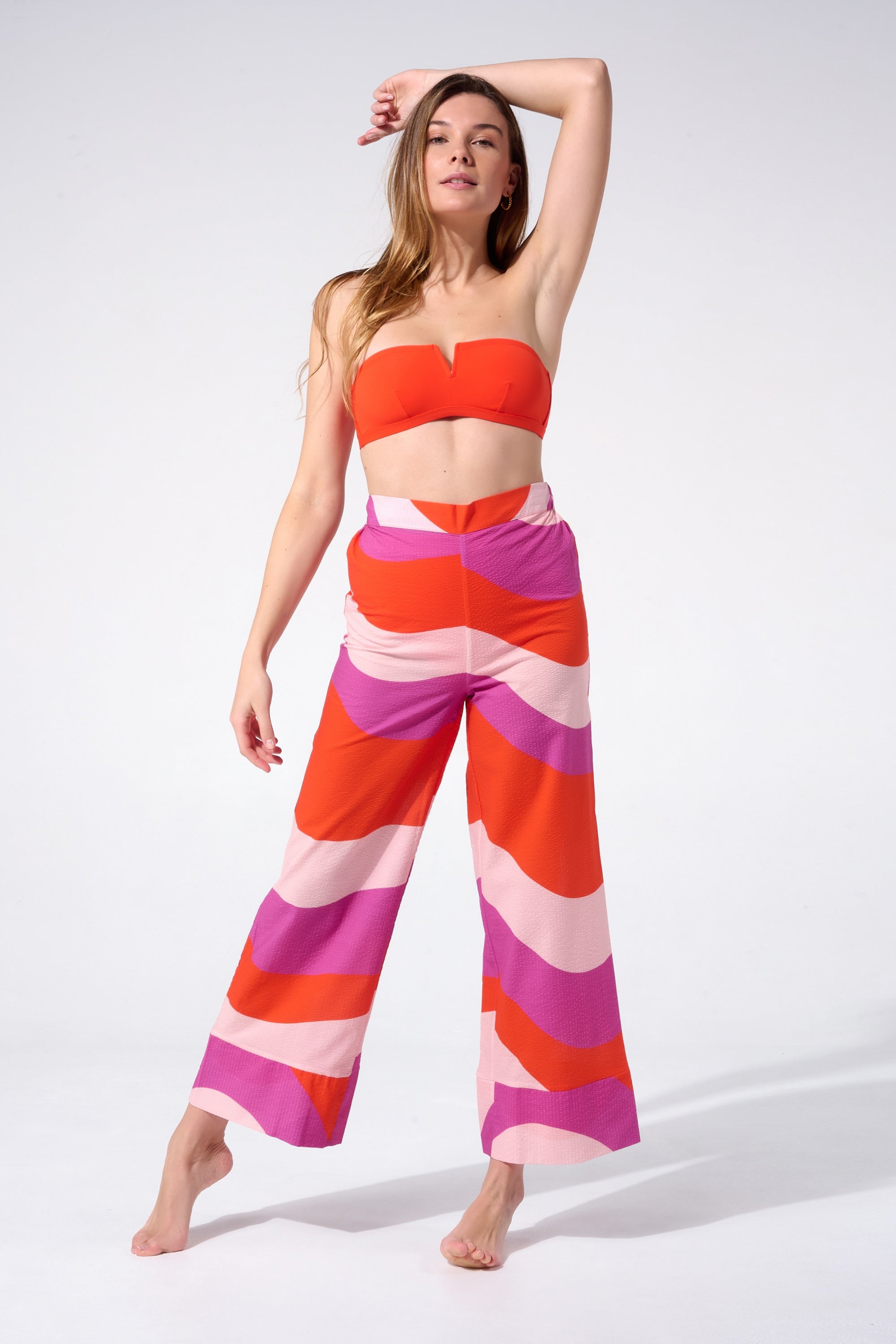 Pantalon femme rose 