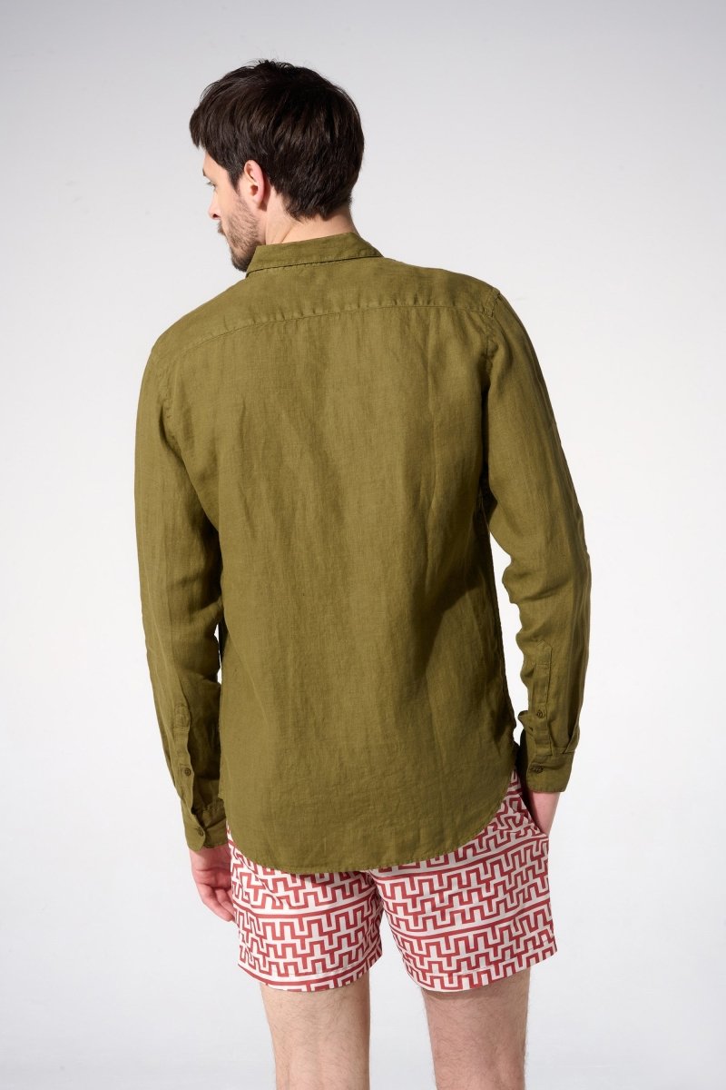  chemise en lin vert homme