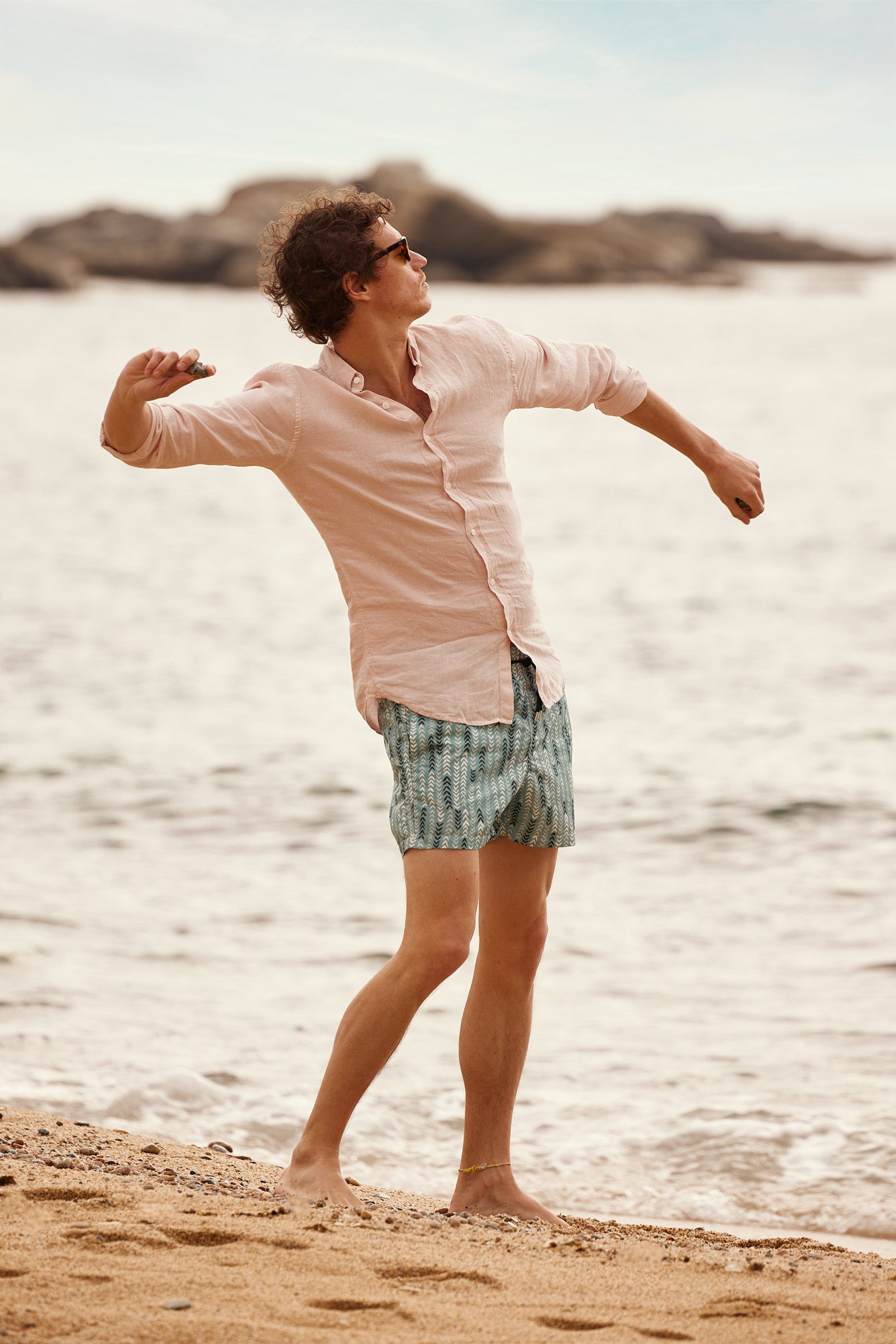 chemise en lin homme rose