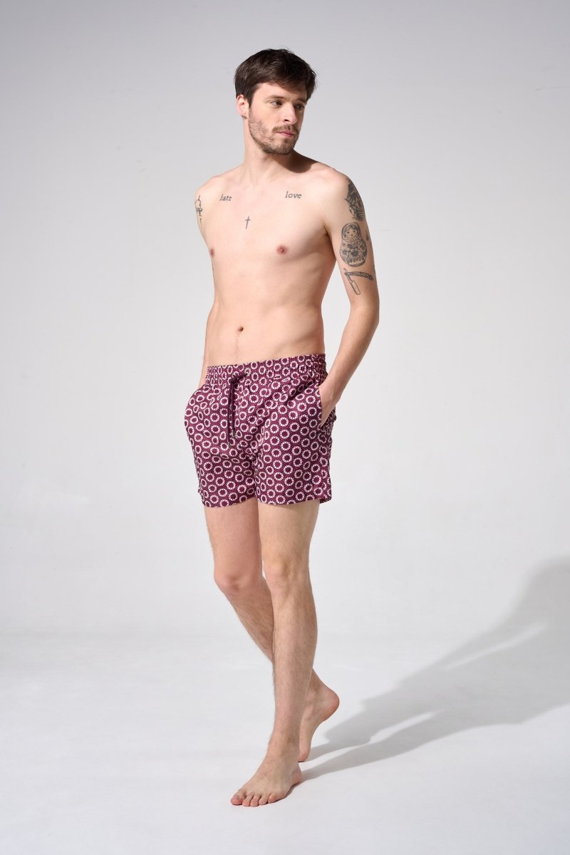 maillot de bain homme imprime oursin pourpre